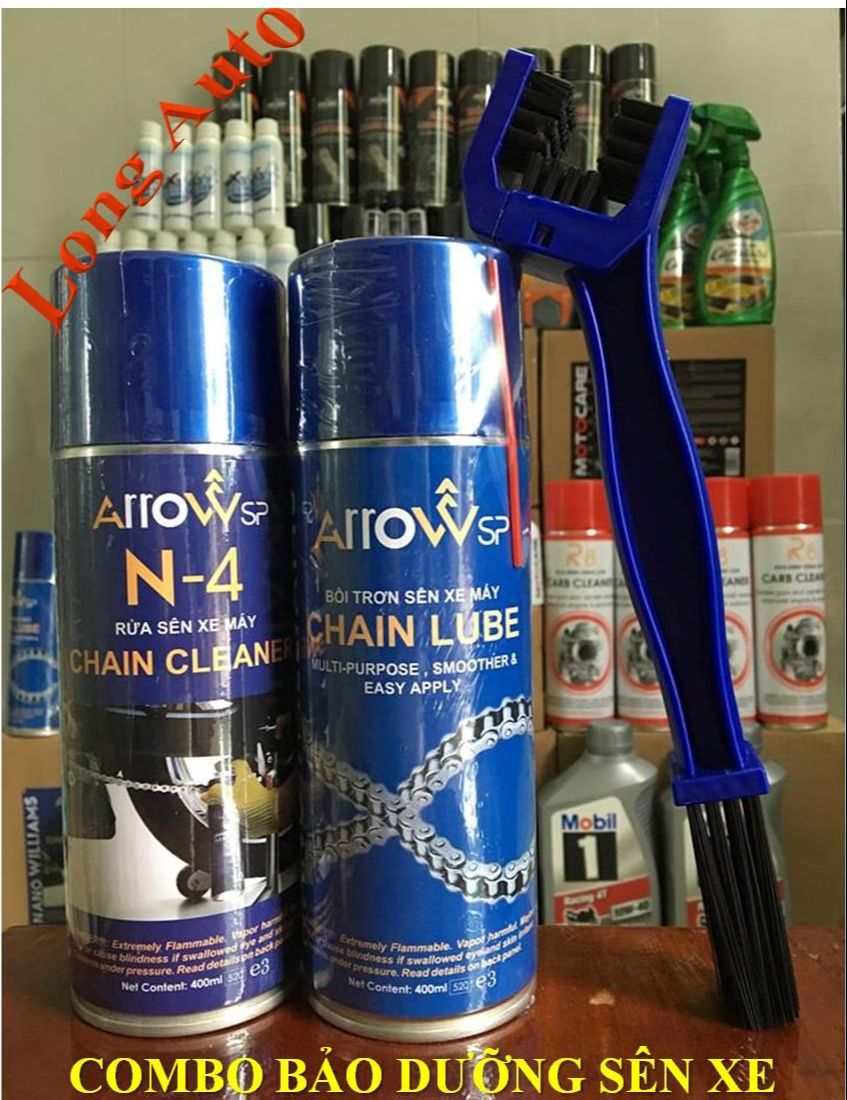 [HCM]Combo chai xịt bôi trơn sên vệ sinh sên ARROW 400ml bàn chải 3D cao cấp