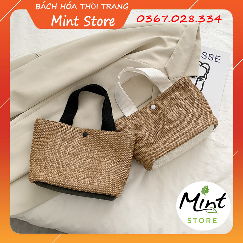 Túi cói đi biển mini vải mềm, túi xách nữ hot trend pk 156