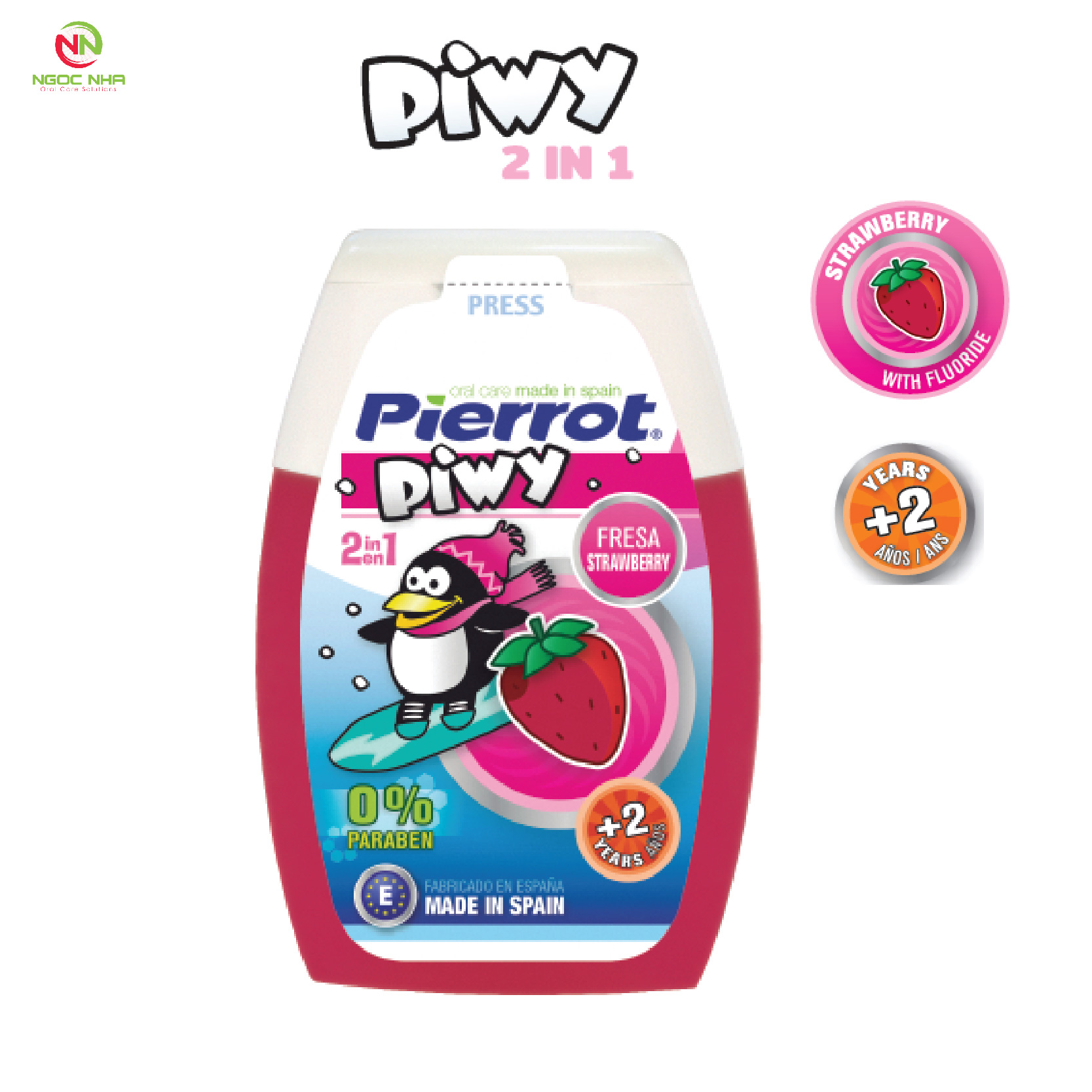 Kem đánh răng cho trẻ em piwy pierrot 2 trong 1 dung tích 75ml/ tây ban nha