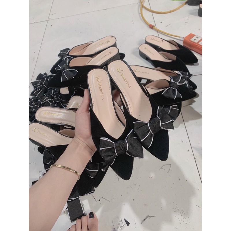 Có sẵn sục nhung mũi nhọn gắn nơ xinh gót 2cm