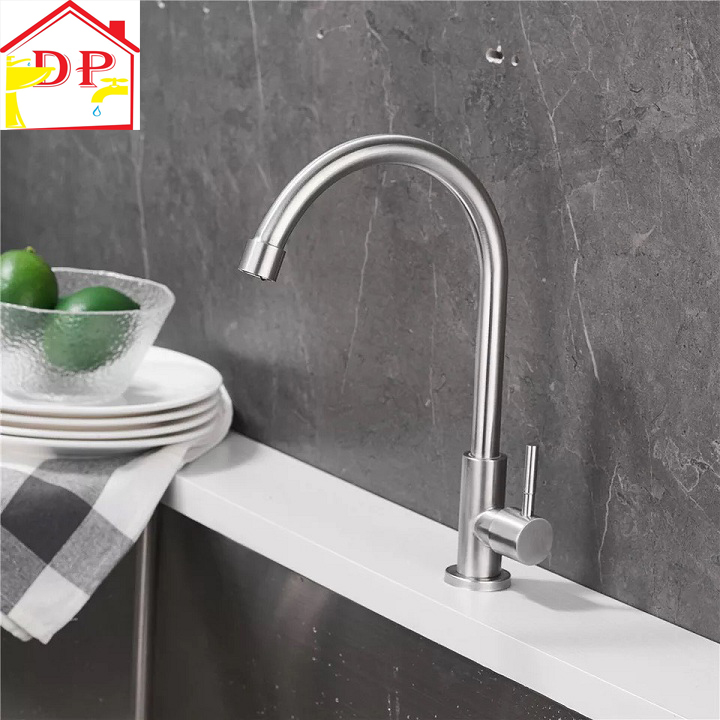 Vòi đơn lạnh chậu rửa bát inox 304 VRB902 tăng dây cấp nước inox
