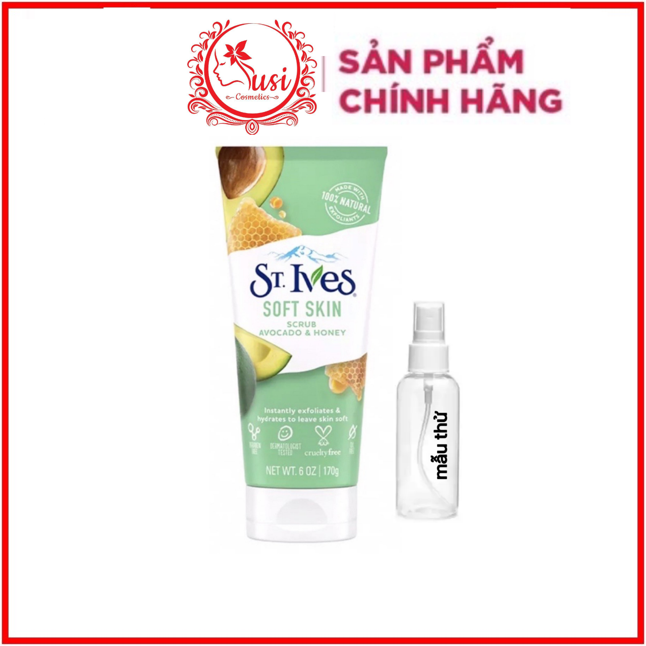 Sữa Rửa Mặt Tẩy Tế Bào Chết Chiết Xuất Bơ & Mật Ong St. Ives Soft Skin Avocado & Honey Scrub 170g