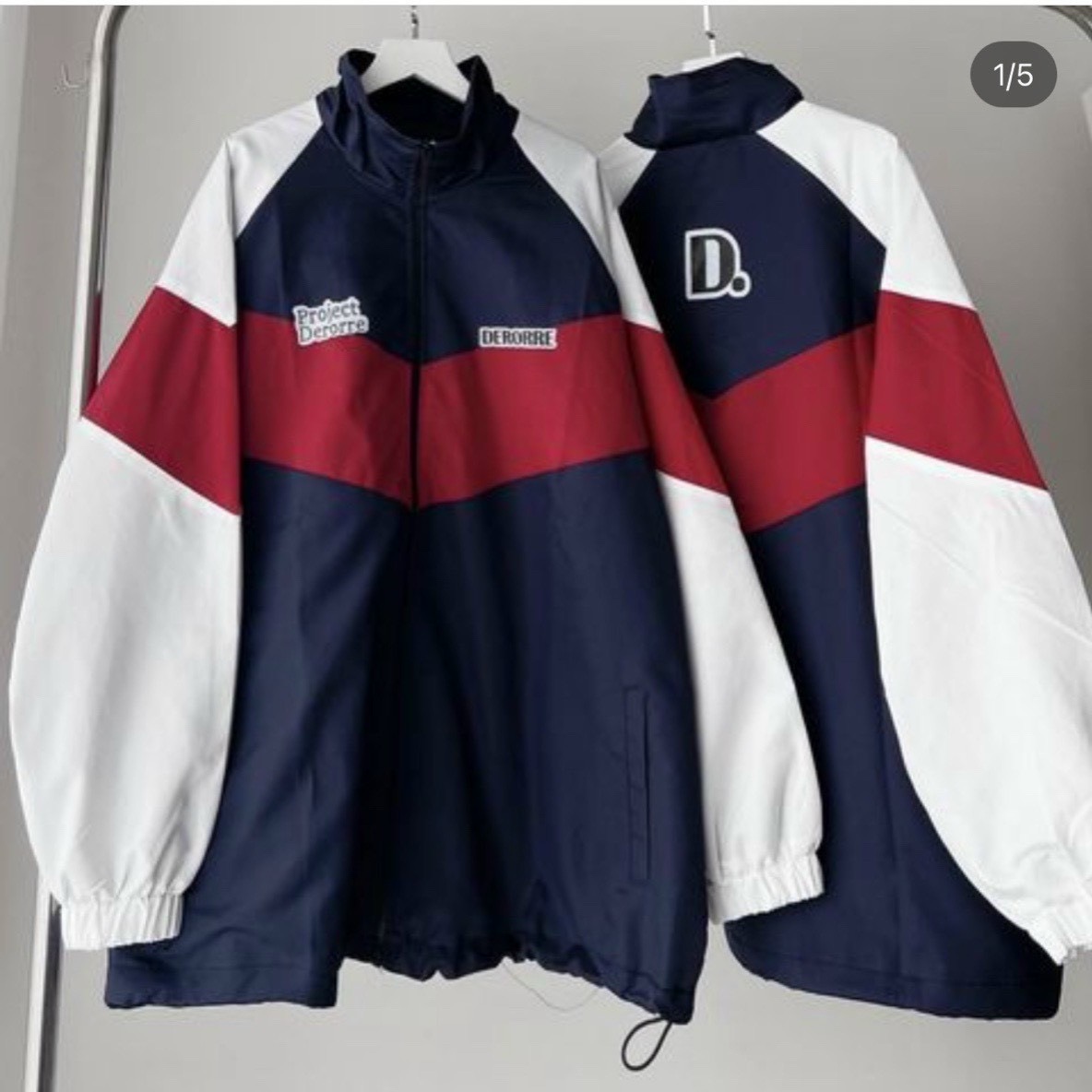 Áo khoác dù gió form rộng 2 lớp nam nữ unisex phối màu 2 lớp dày dặn derorre sọc đỏ