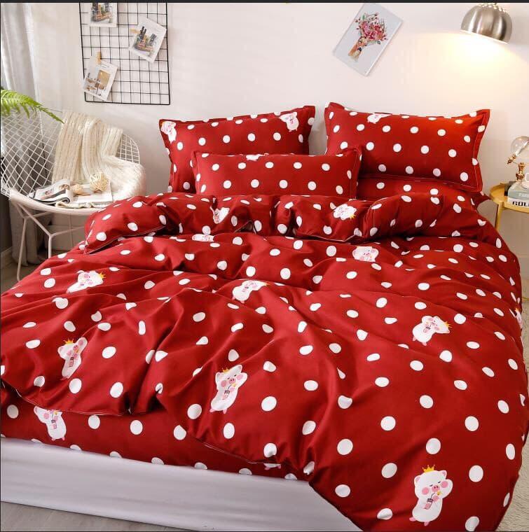 Chăn ga gối hàn quốc hình chấm bi trắng 160x200