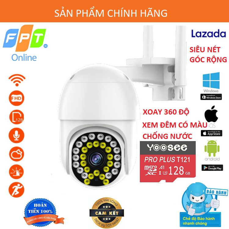 ( TÙY CHỌN THẺ NHỚ 128GB YOOSEE CHÍNH HÃNG - BH 5 NĂM ) Camera wifi camera yoosee Ptz 28 Led 5.0Mpx Full HD , Đàm thoại , ghi âm , cảnh báo , xem đêm có màu , 100% tiếng việt