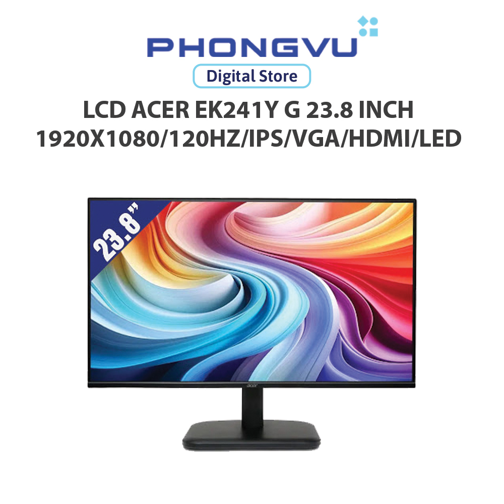 Màn Hình/ LCD ACER EK241Y G 23.8 INCH/1920X1080@120Hz/IPS/VGA/HDMI/LED/ĐEN(UM.QE1SV.G01) - Bảo hành