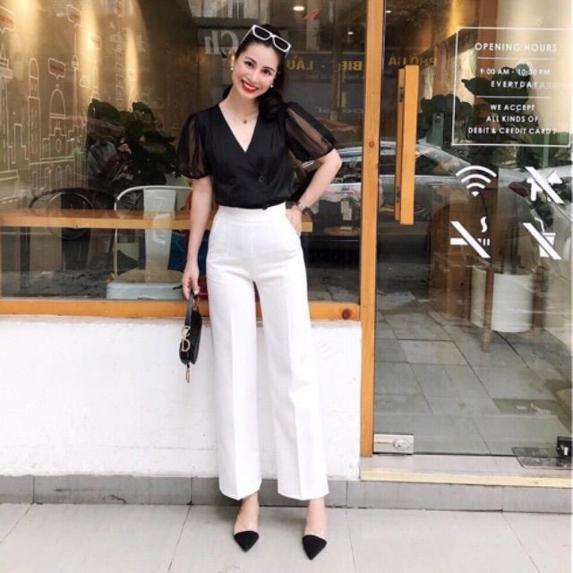 Quần Ống Suông Culottes Nữ Dài  Không Ưng Hoàn Tiền Vải Tuyết Mưa