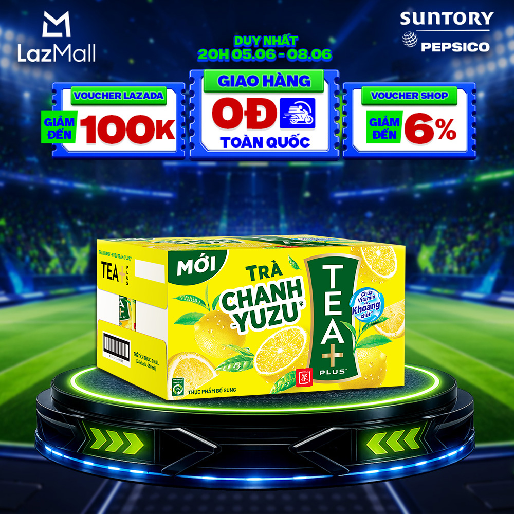 [SALE 6.6] Thùng 24 Chai Trà Ô long Tea+ Vị Chanh Yuzu (450 ml/chai)