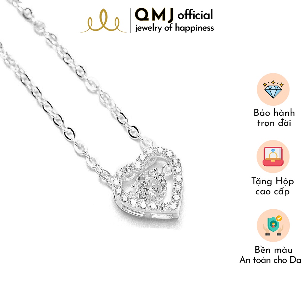 QMJ Dây chuyền bạc 925 cao cấp tim đá nhảy nạm đá tinh tế thiết kế độc lạ, thích hợp với cô nàng thích sự độc và lạ trang sức thời trang nữ đẹp - QDL1283