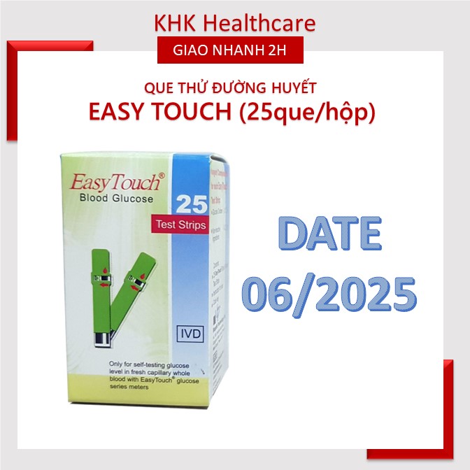 Que thử tiểu đường cho máy đo Easy Touch GCU ET322 (25 que) CAM KẾT CHÍNH HÃNG