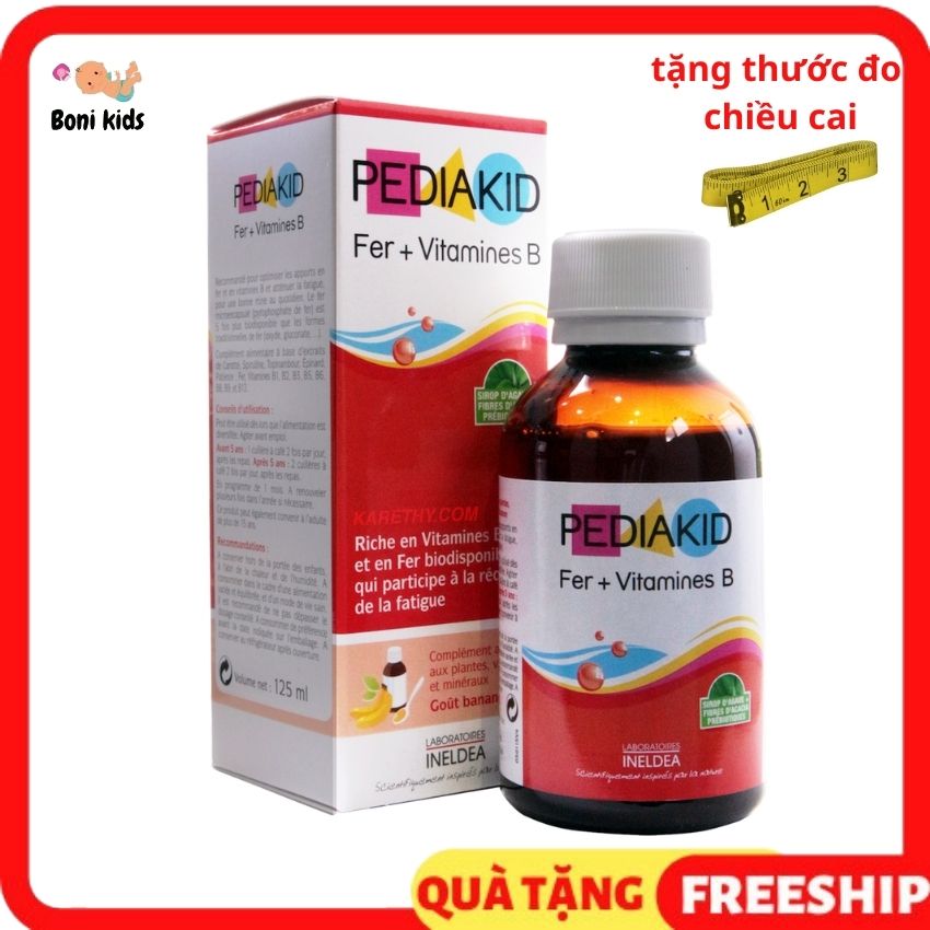 Siro sắt và vitamin B pediakid Pháp 125ml hỗ trợ ăn ngon, tăng hấp thu cho trẻ từ 6 tháng tuổi Pediakid Fer + Vitamines B, Pháp