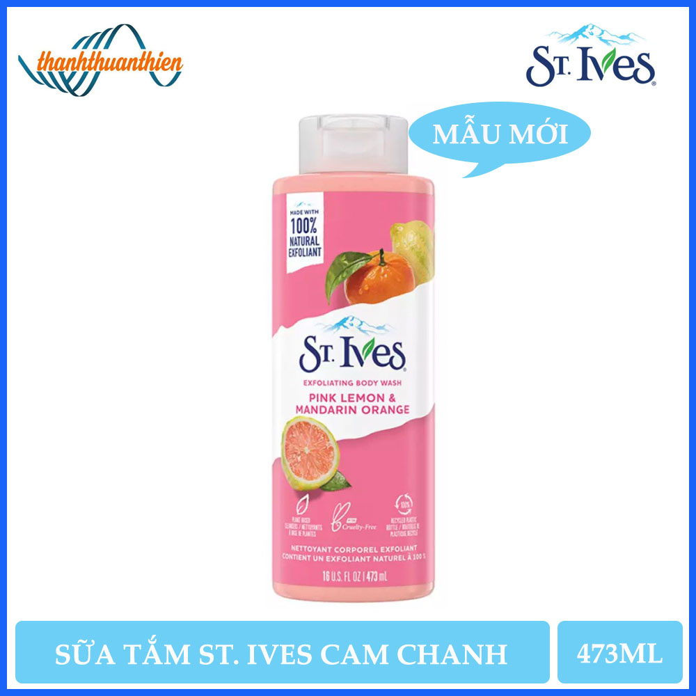 [Mẫu Mới] Sữa Tắm St.ives Cam Đào Và Chanh Pink Lemon & Mandarin Orange Body Wash (473ml)
