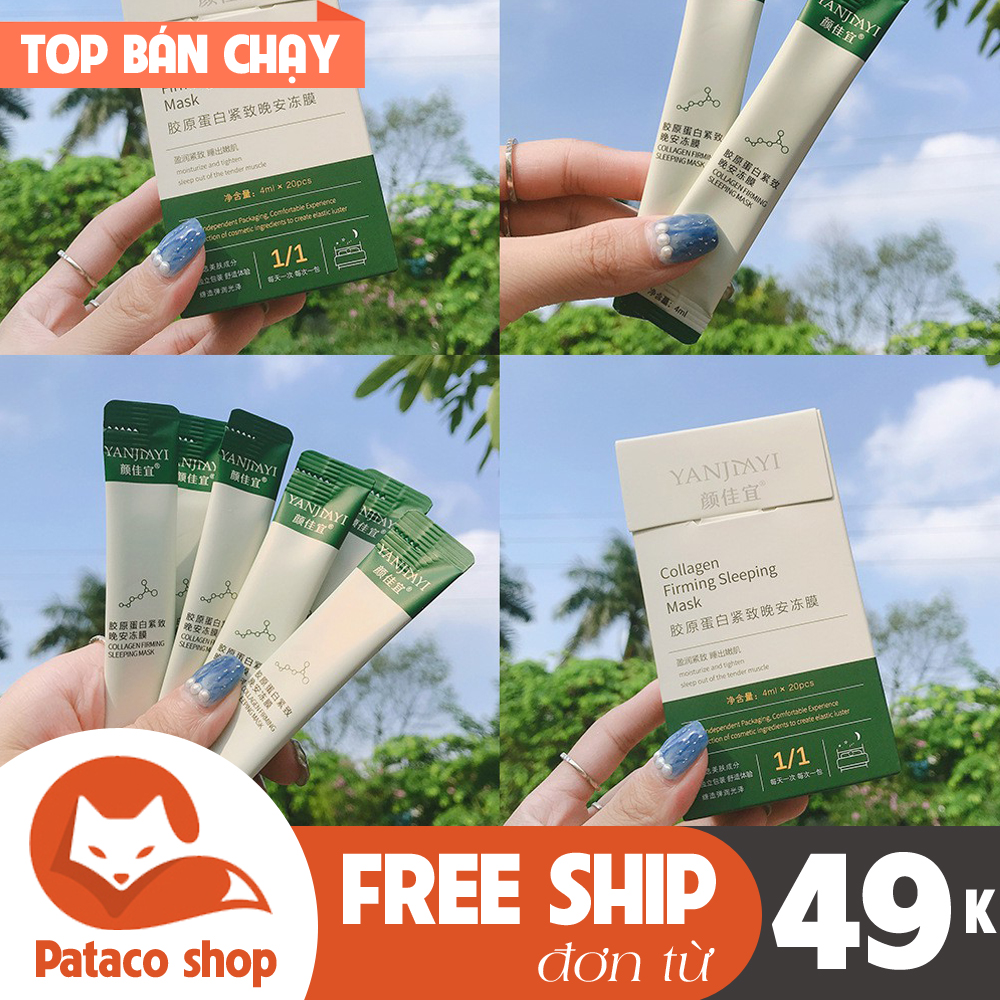 (Có video) Mặt nạ ngủ Yanj dạng thạch Matcha trà xanh, Collagen nâng cơ DSMNN22 - Mặt nạ ngủ môi, mắt, mặt Collagen