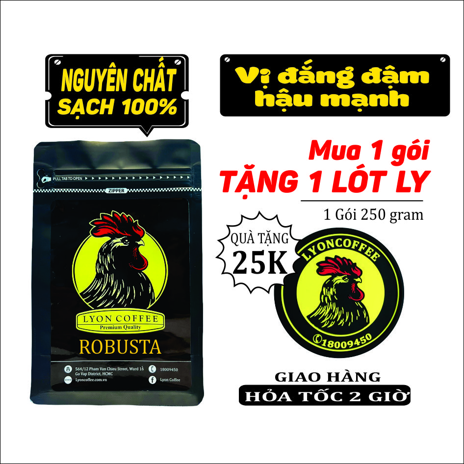 Cafe rang xay nguyên chất Robusta pha phin, cà phê nguyên hạt để chế phin ngon