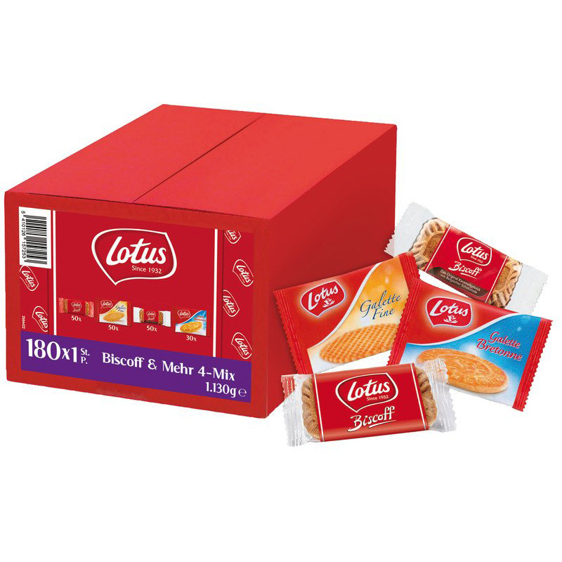 Bánh quy Lotus Biscoff thơm giòn Mix 4 loại, hộp 180 cái - Ăn không biết chán.