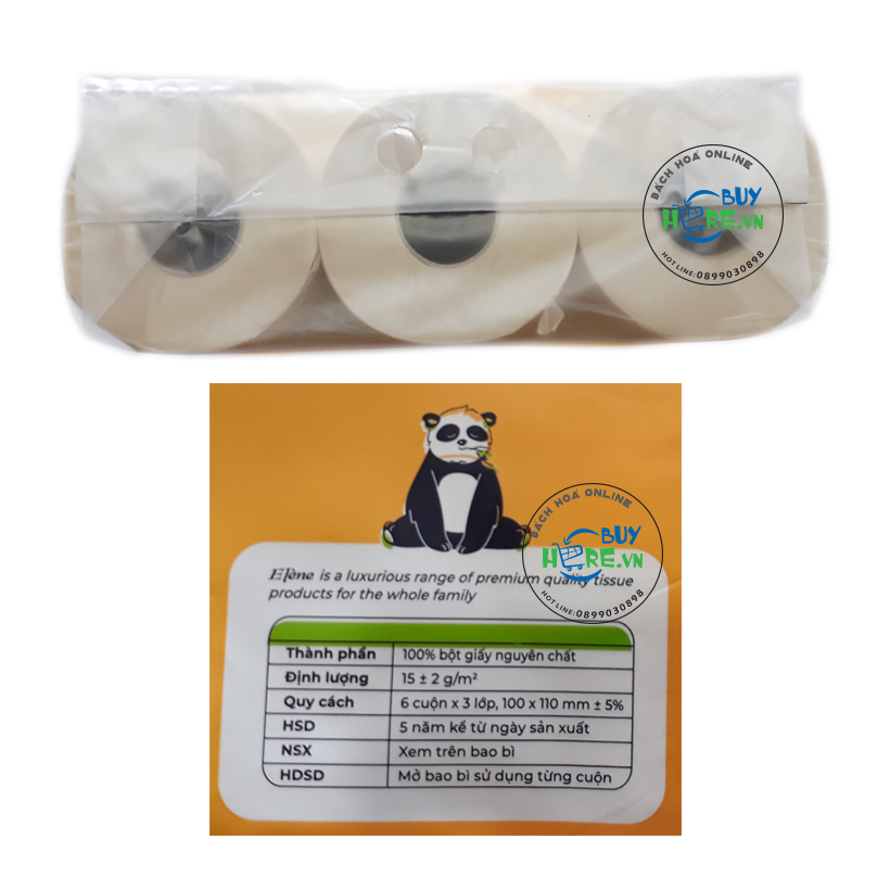 Giấy vệ sinh elène tre 6 cuộn 3 lớp cao cấp có lõi