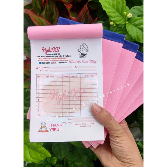 Hoá đơn bán lẻ, nhận từ 2 cuốn dịch vụ, biên nhận a6 1 liên , 2 liên in màu chèn ảnh theo yêu cầu