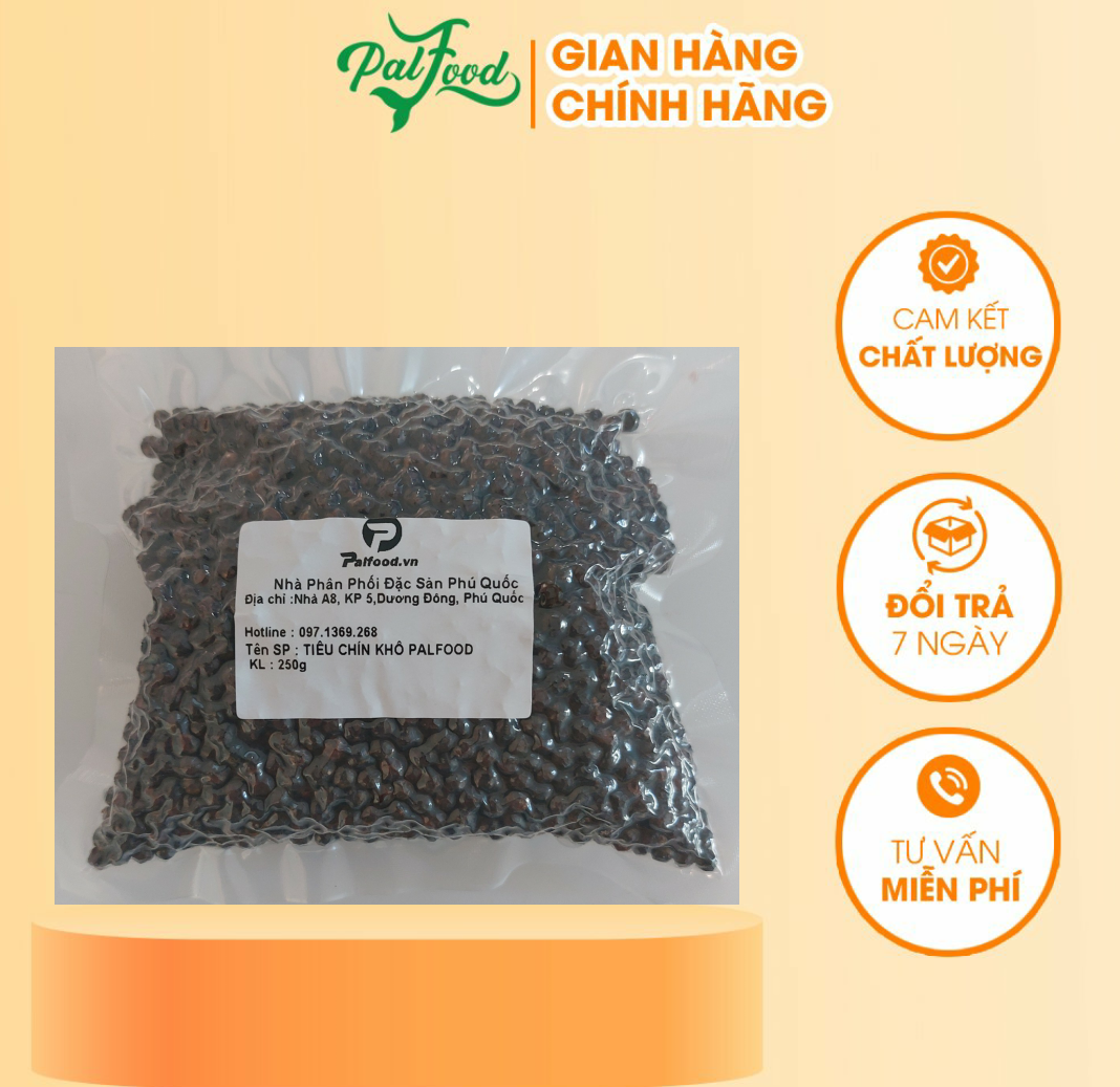 Tiêu chín khô phú quốc palfood loai 1 cay đóng gói 250 g - pal089