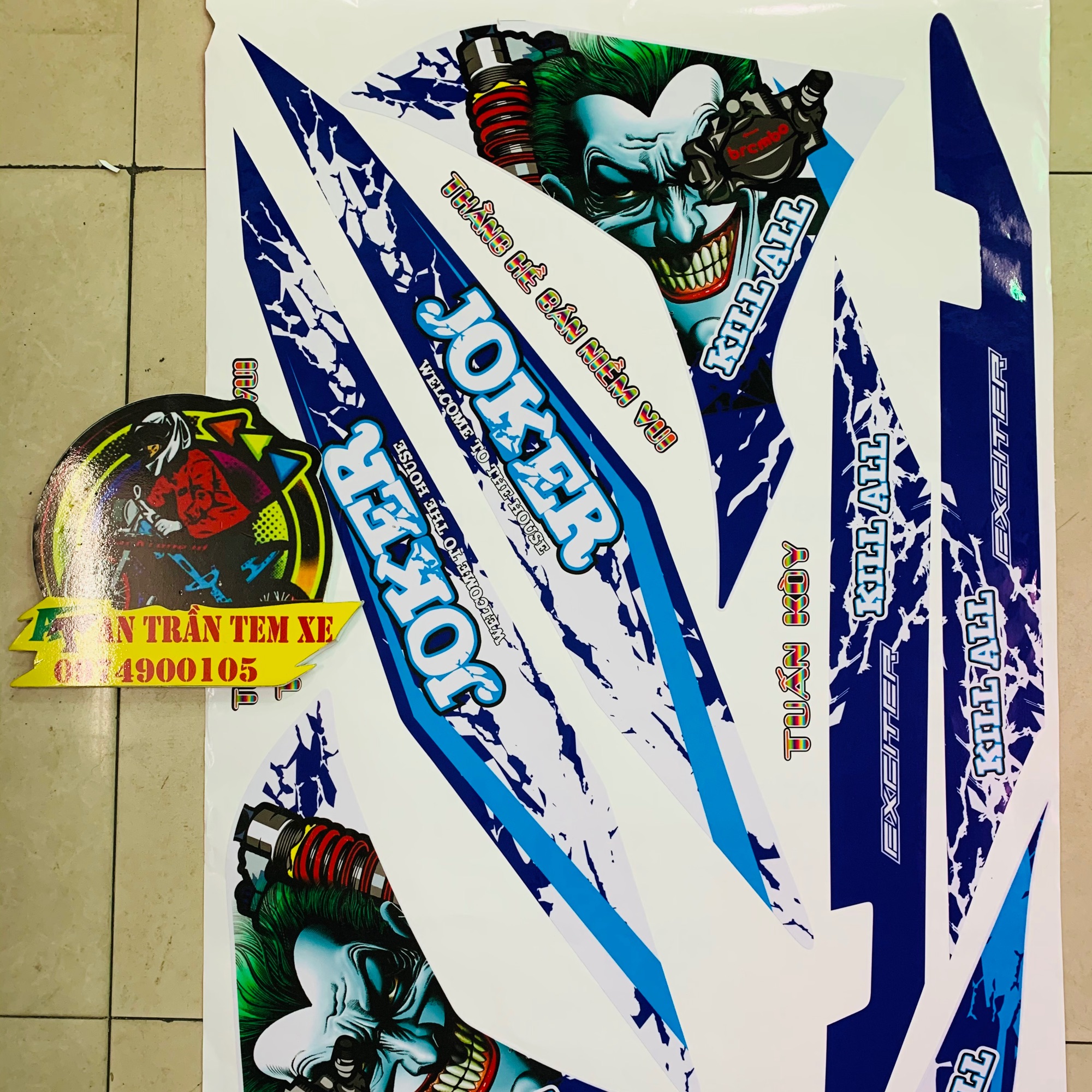 [HCM]Tem rời exciter 135 joker bản 3 lớp bóng cao cấp