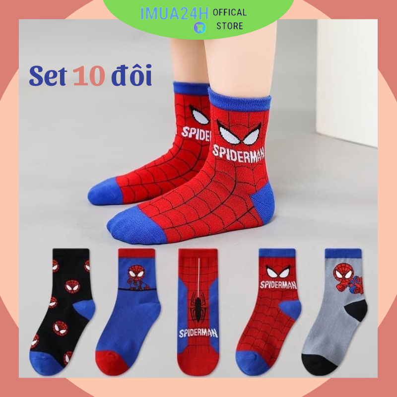 Set 10 đôi tất siêu nhân nhện cổ cao đẹp