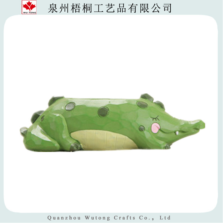 Chậu trồng sen đá hình thú bé cá sấu xanh lá cute
