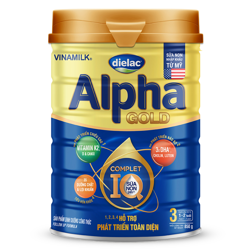 Sữa bột vinamilk dielac alpha gold iq 3 - hộp thiếc 850g
