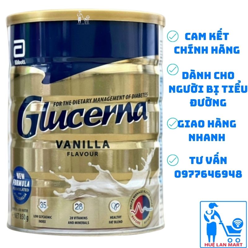 Sữa Bột Abbott Glucerna Úc dành cho người tiểu đường, tiền đái tháo đường hộp 850g - Huệ Lan Mart