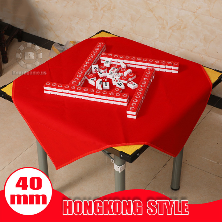 Bộ mạt chược phát tài màu đỏ size 40mm kèm khăn trải cao cấp
