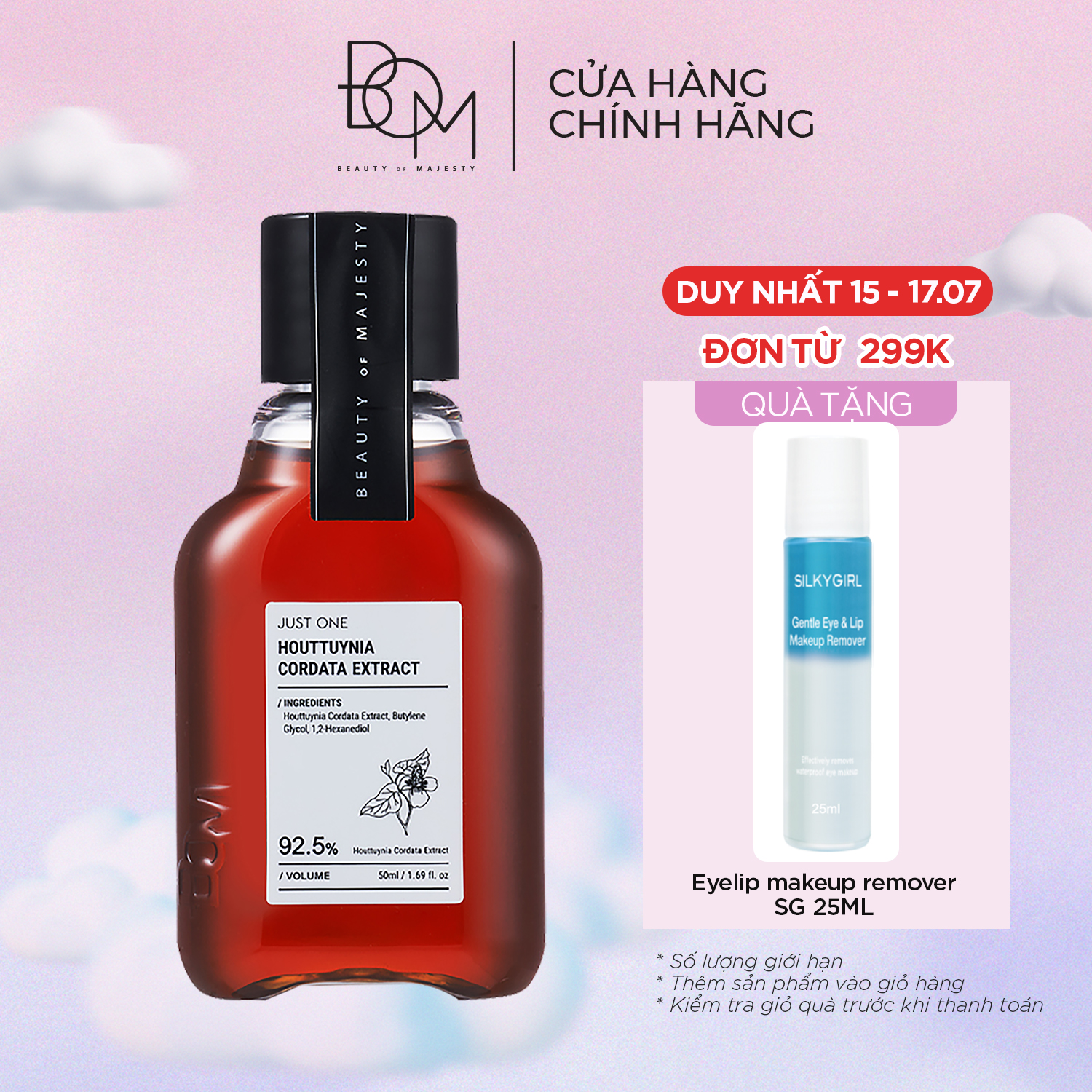 Nước cân bằng bom just one diếp cá 50ml