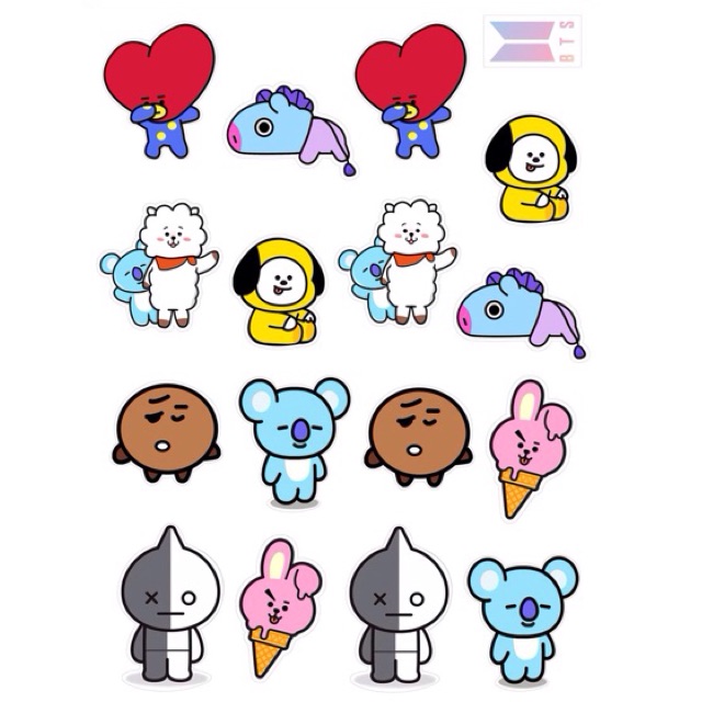 Được những fan của BTS ưa thích, những sticker BT21 của BTS không chỉ là những hình ảnh ngộ nghĩnh mà còn mang đậm tính biểu tượng của nhóm nhạc. Hãy tham khảo những sticker này và cùng chia sẻ tình yêu của bạn với các thành viên trong nhóm nhạc này.