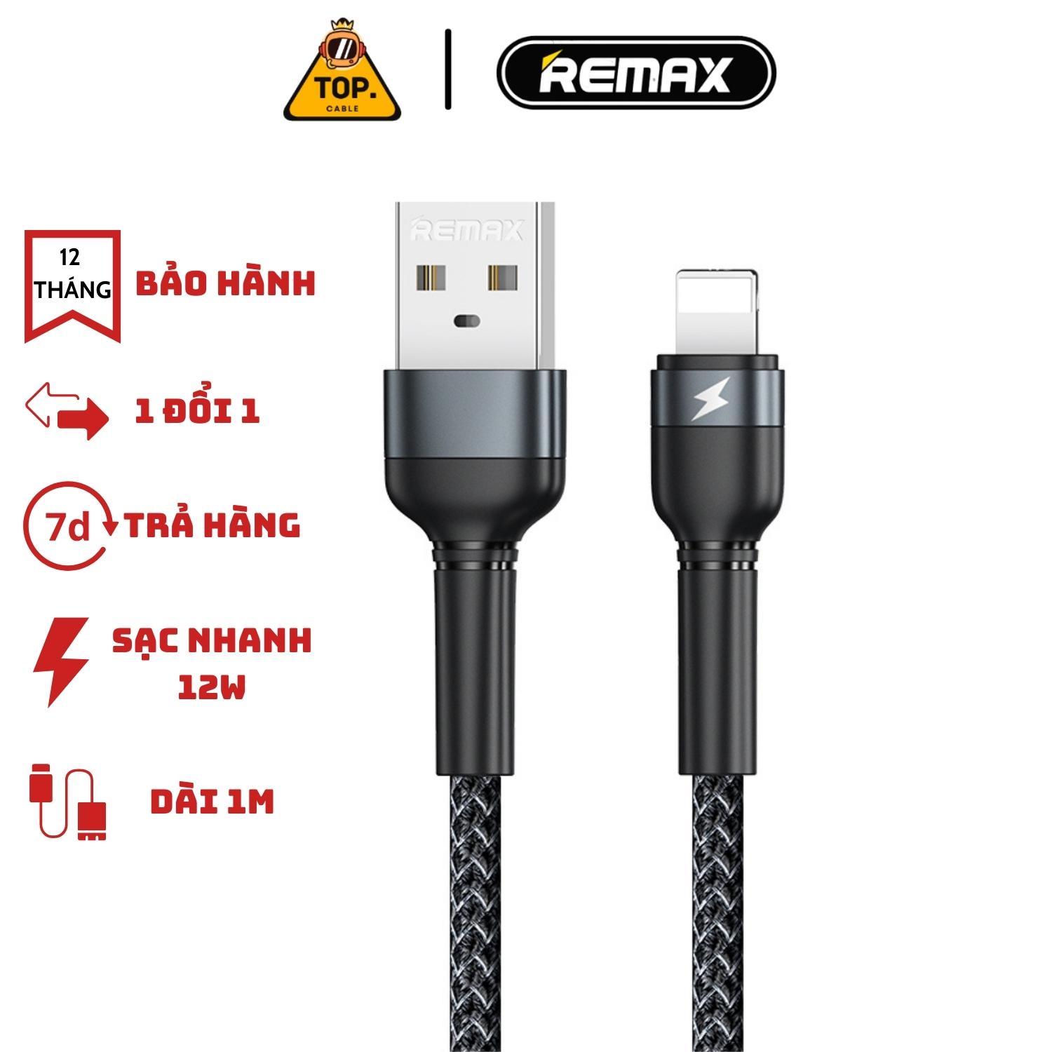 Dây sạc Iphone chính hãng Remax 124i hỗ trợ sạc nhanh 12w cho IP5s đến 13 pro max Top Cable