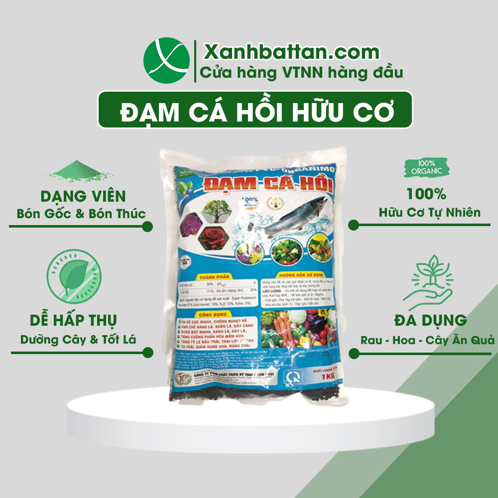 Phân bón hữu cơ đạm cá hồi dạng viên - túi 1kg