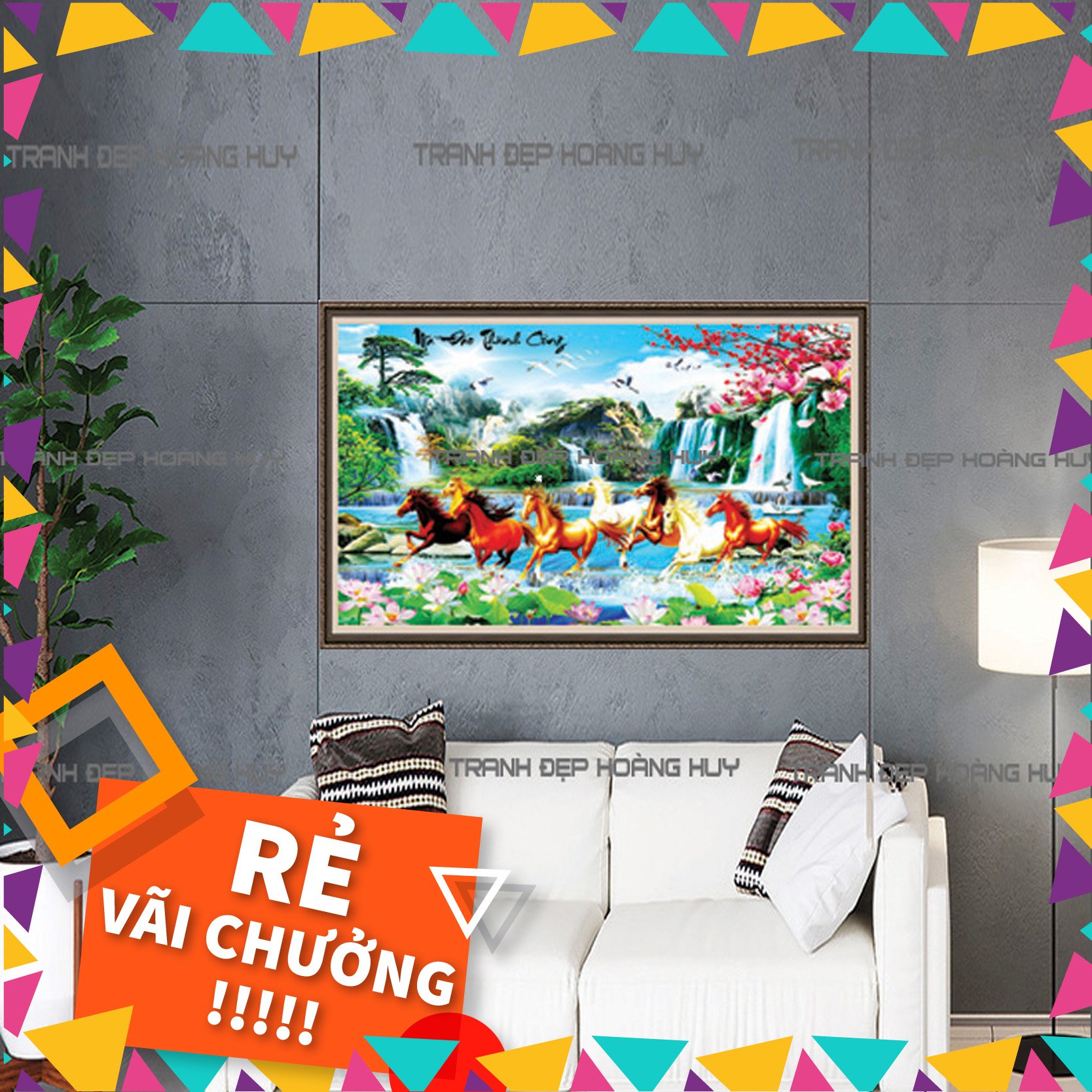 Tranh dán tường 3d , trang trí phòng khách , phòng làm việc mã đáo thành công