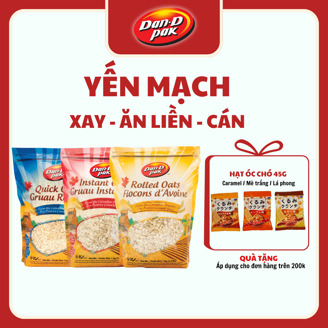 Yến mạch cán, xay, ăn liền giảm cân 1kg dan d pak