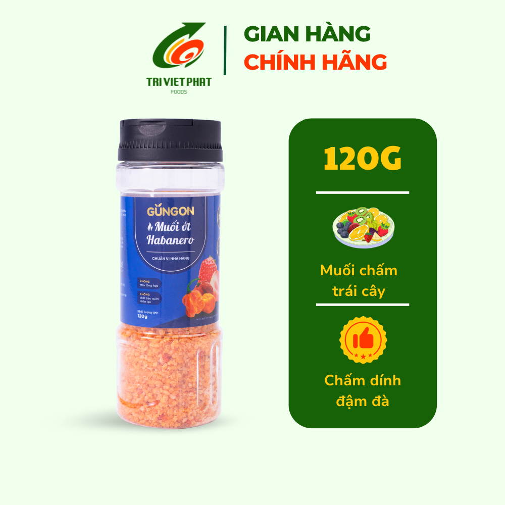 Muối ớt habanero GUNGON từ muối khoáng chấm trái cây rau củ gà luộc 120g