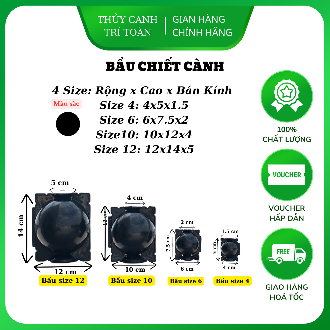 Bầu nhựa chiết cành, ươm cây thông minh kích thước 4cm, 6cm, 10cm, 12cm