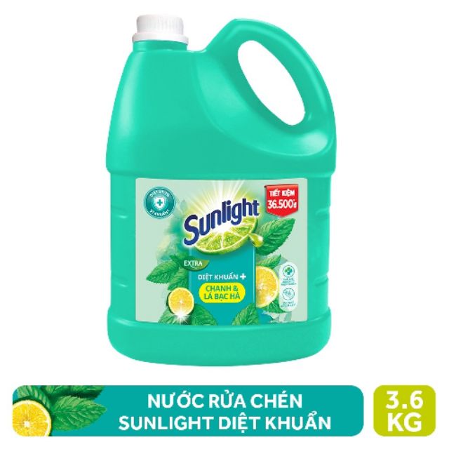 Nước rửa chén Sunlight hương Bạc Hà Diệt Khuẩn can 3,6kg Bách Hóa Giá Sỉ Tiến Dũng
