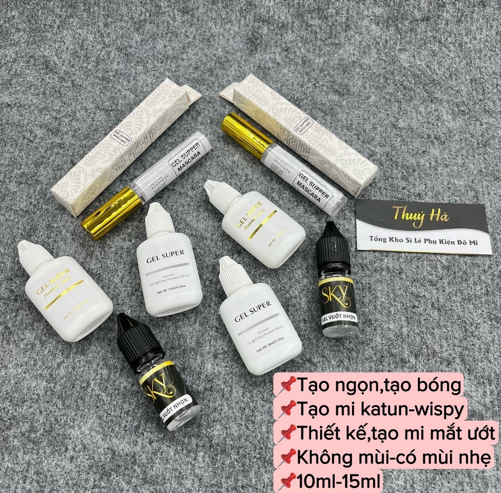 Gel bắt trụ_gel super -dou vuốt trụ katun 10ml_dụng cụ mi_keo nối mi_mi khay_mi fan_thuyha