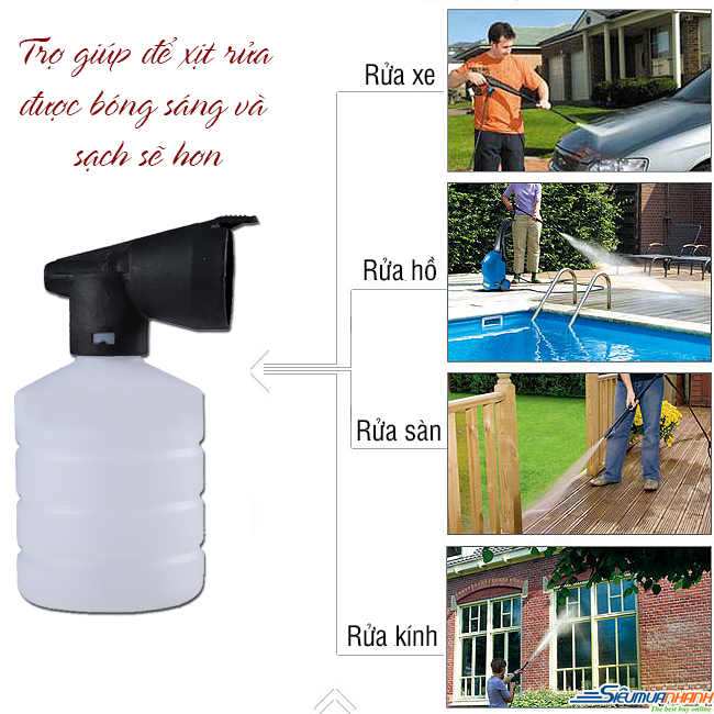 bình tạo bọt tuyết cho máy rửa xe Bình xà bông tạo bọt tuyết máy xịt cao áp - 0.5L, bình tạo bọt tuyết bằng nhựa gắn máy rửa xe