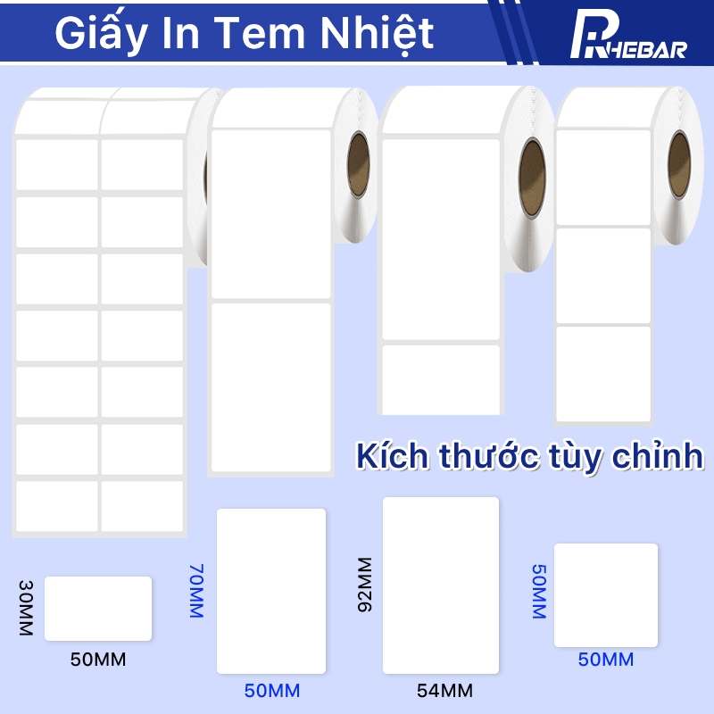 Giấy In Nhiệt Tem GHTK 40x30 50x30 50x50 50x70 54x92 60x40 60x50 70x50 75×100 80x30 80x60 100x50mm mã vạch con tem