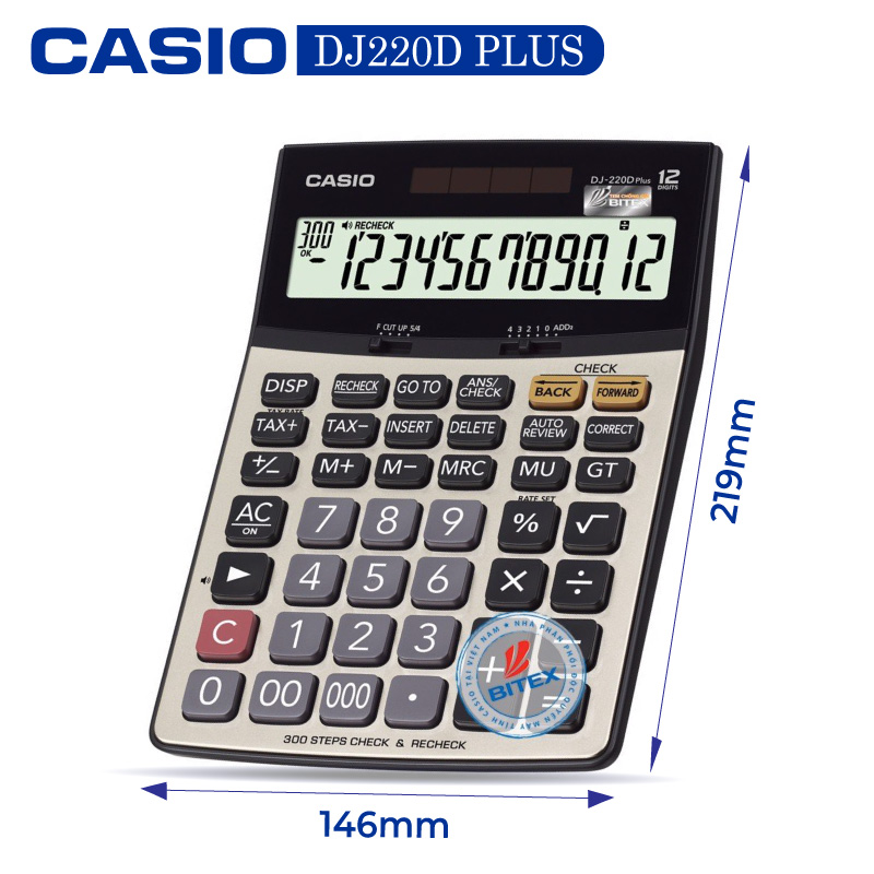 Máy tính casio dj-220d plus - chính hãng bitex, bảo hành 7 năm