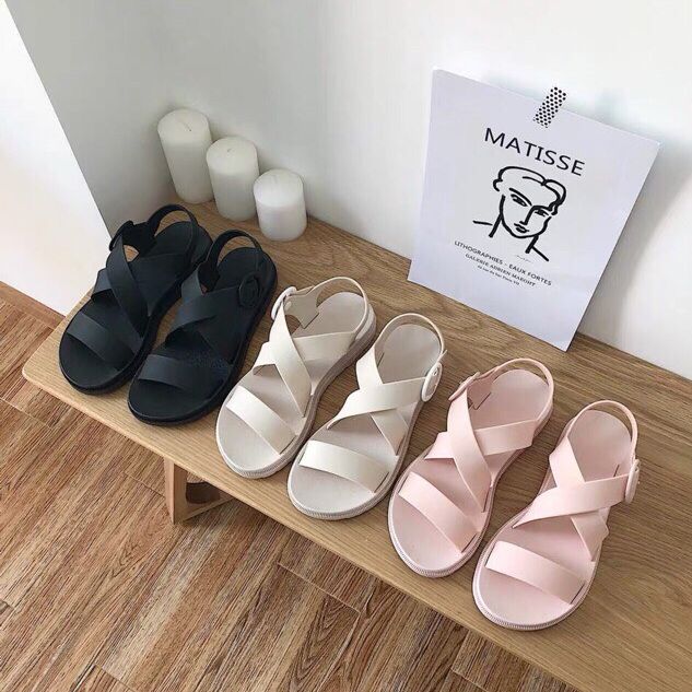 Giày Sandal Nữ Nhựa Dẻo Đi Học, Đi Mưa Hapu ( Hồng) G008