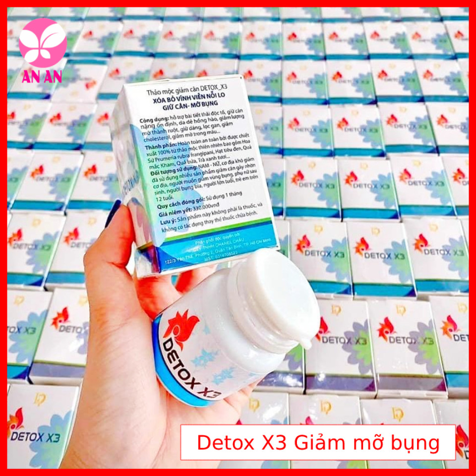 Detox X3 giảm mỡ bụng hiệu quả - Detox giảm mỡ trong 7 ngày - Hộp 60 viên - Hàng chính hãng