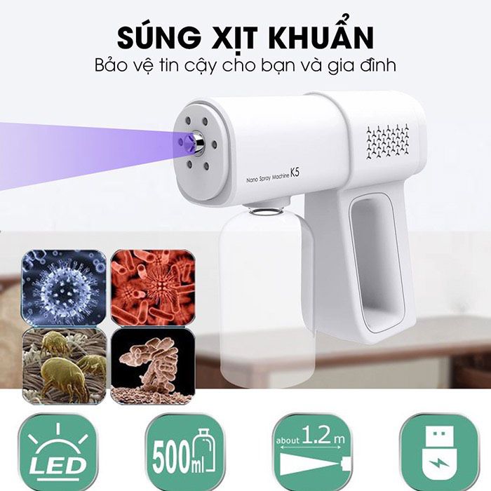 Máy phun nano k5/k6 sung khử khuẩn máy phun sương nano ánh sáng xanh led 380ml bình xịt sương cầm tay điều chỉnh được máy tạo sương điện không dây g-un, cho máy phun vườn văn phòng