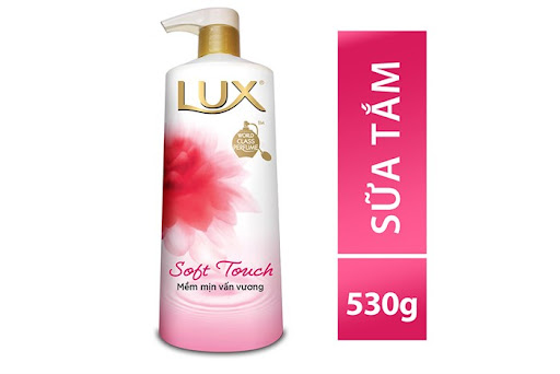Sữa tắm Lux Soft Touch Tinh dầu hoa hồng Pháp chai 530g
