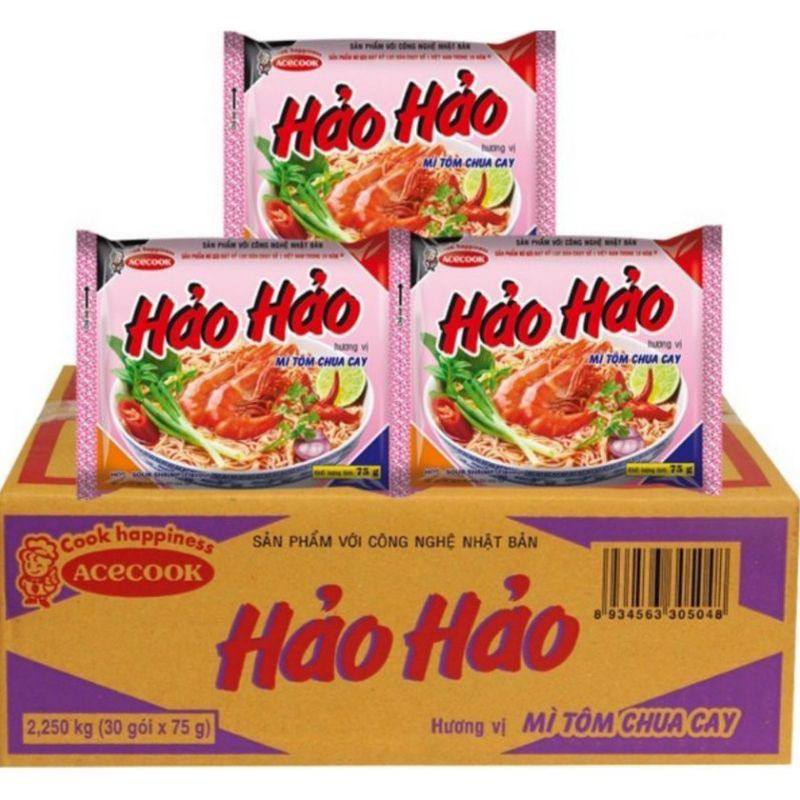 Mì Tôm Hảo Hảo chua cay thùng 30 gói x 75g Date mới nhất