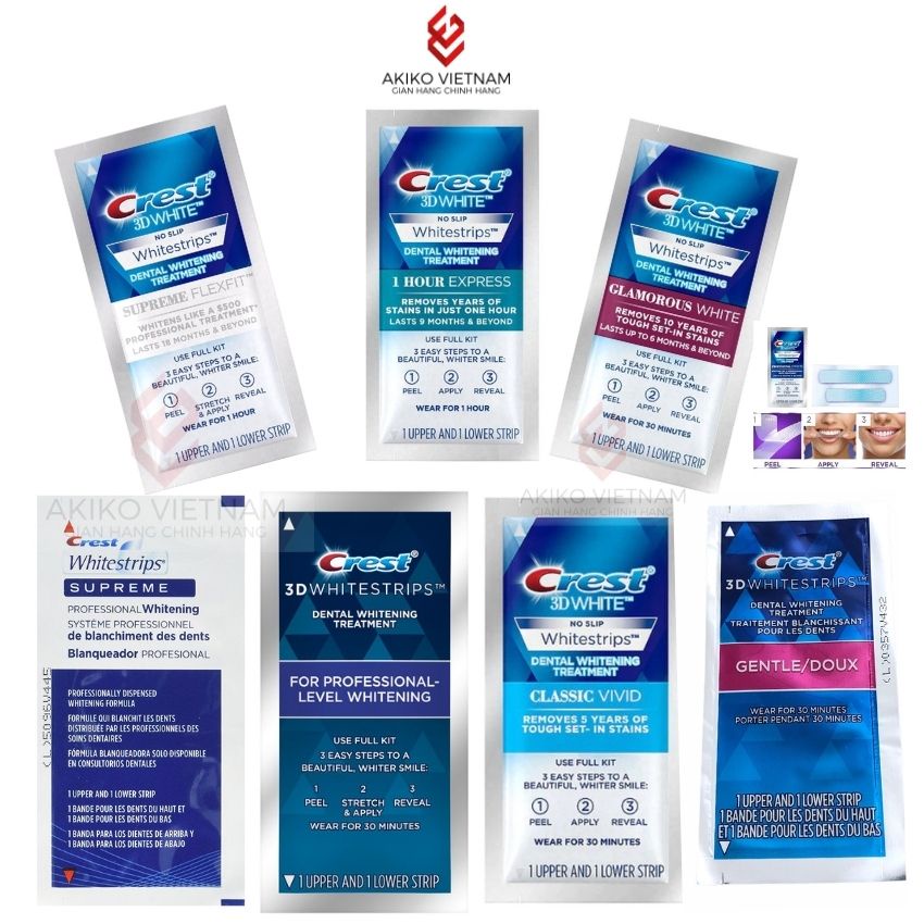 Miếng dán trắng răng miếng dán Crest 3D White Whitestrips - trắng răng Crest 3D White