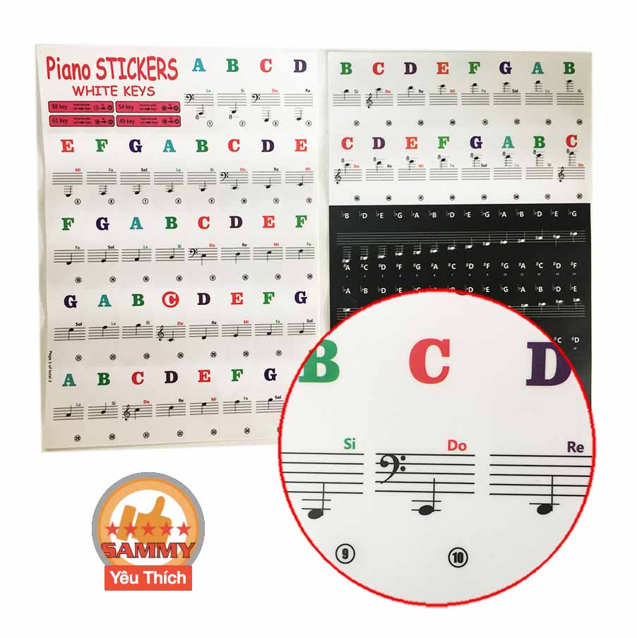 [HCM]Organ piano note STICKER - MIẾNG DÁN ĐÁNH DẤU VỊ TRÍ NỐT NHẠC TRÊN ĐÀN ORGAN PIANO DECAL - STICKER NỐT NHẠC
