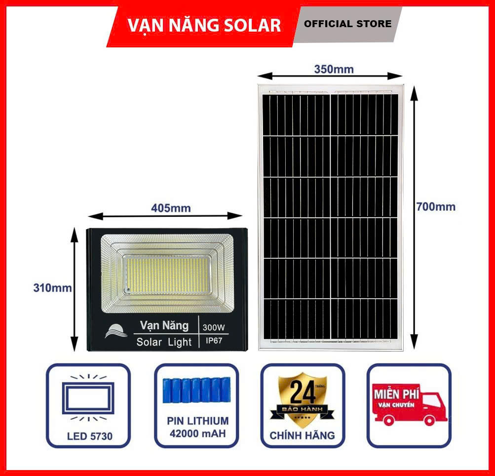 Đèn pha năng lượng mặt trời Vạn Năng Solar Light 300w