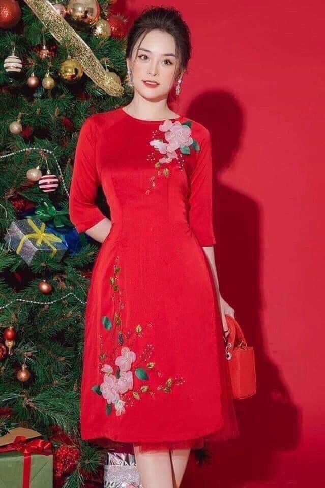 [HCM]Áo dài cách tân đẹp áo dài cách tân nữ kèm chân váy voan đính hoa nổi chất liệu nhập khẩu loại 1 Đại An Phước